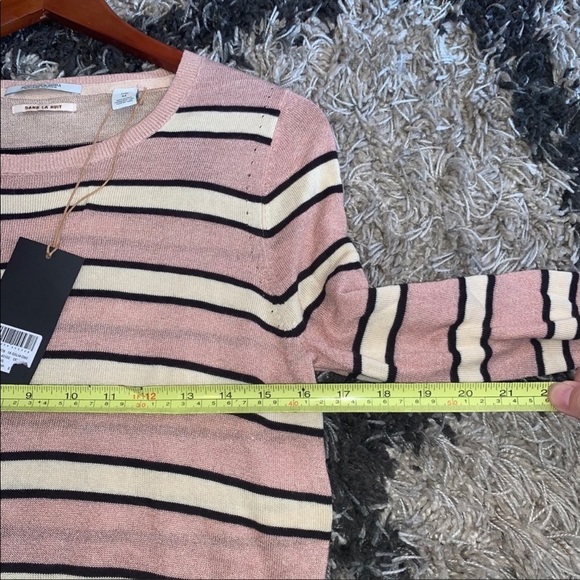 Scotch & Soda NEW Striped Tan Black Lurex Sparkle Lightweight Crewneck Sweater M - Picture 6 of 9